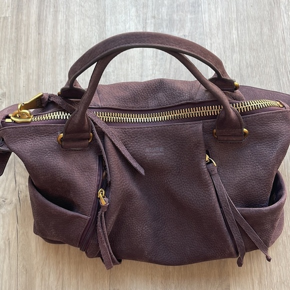 Aimee Kestenberg Small Satchel Purse Handbag Wine Leather - Picture 2 of 10